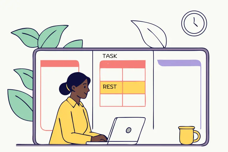 A daily planner used for basic fatigue management with task and rest blocks.