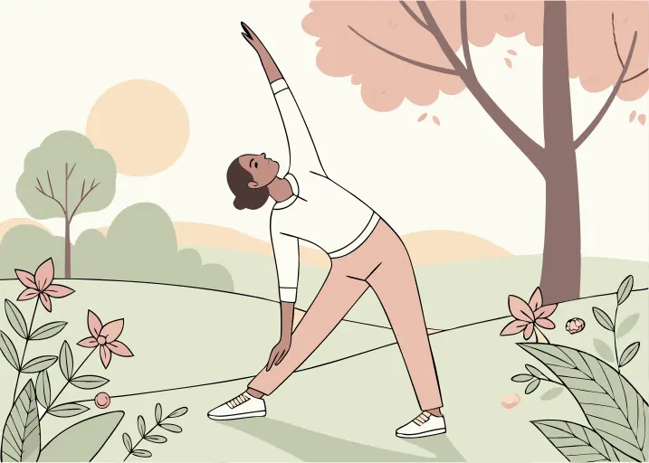 Person doing light stretching outdoors to reduce inflammation and boost energy
