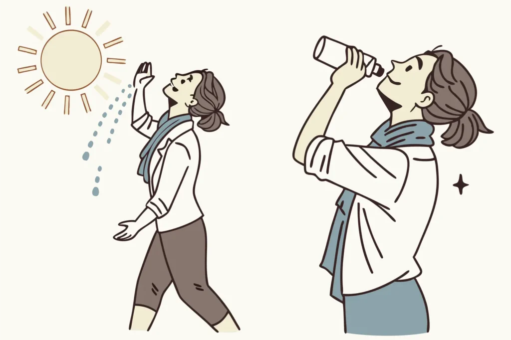 A professional stretching and hydration after a nap.
