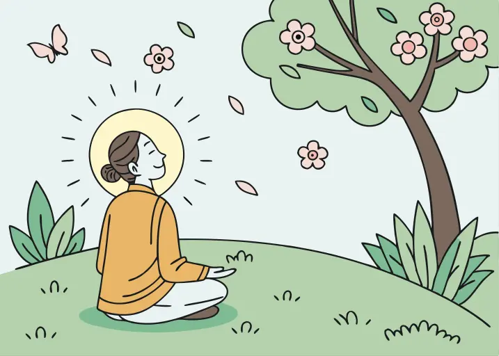 Person meditating or doing breathwork to lower stress