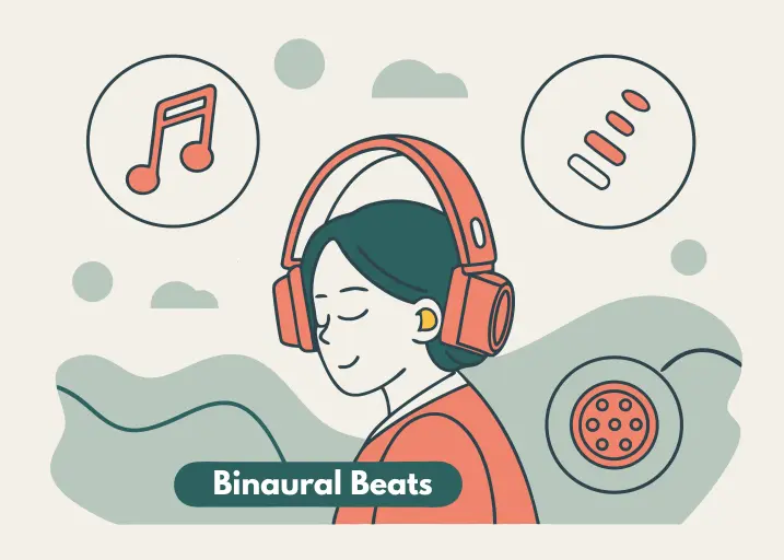 Binaural beats playing through headphones to support deep sleep