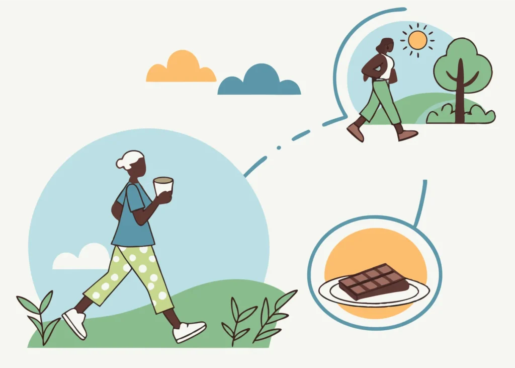Boost active energy naturally way with green tea, chocolate, and exercise.