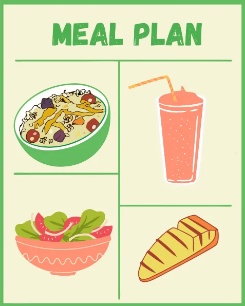 Daily meal plan with high-energy foods