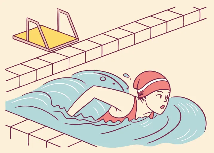 Person swimming in a pool to build endurance