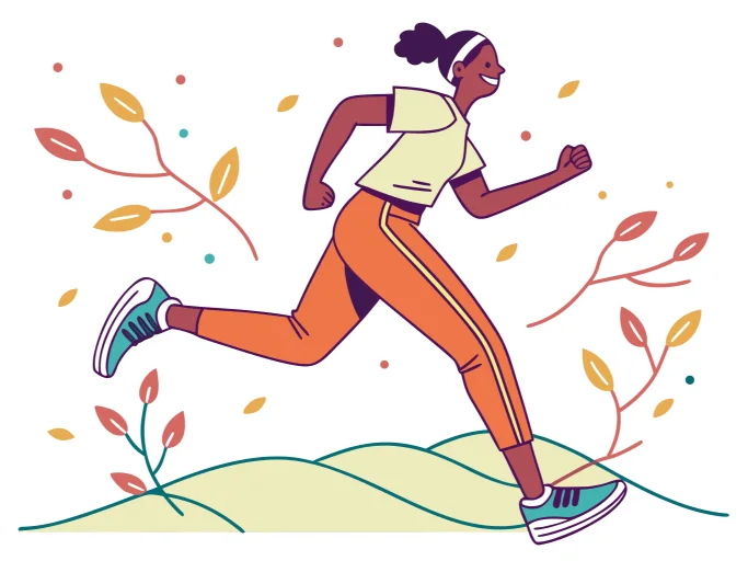 Person exercising with mitochondria glowing in muscles