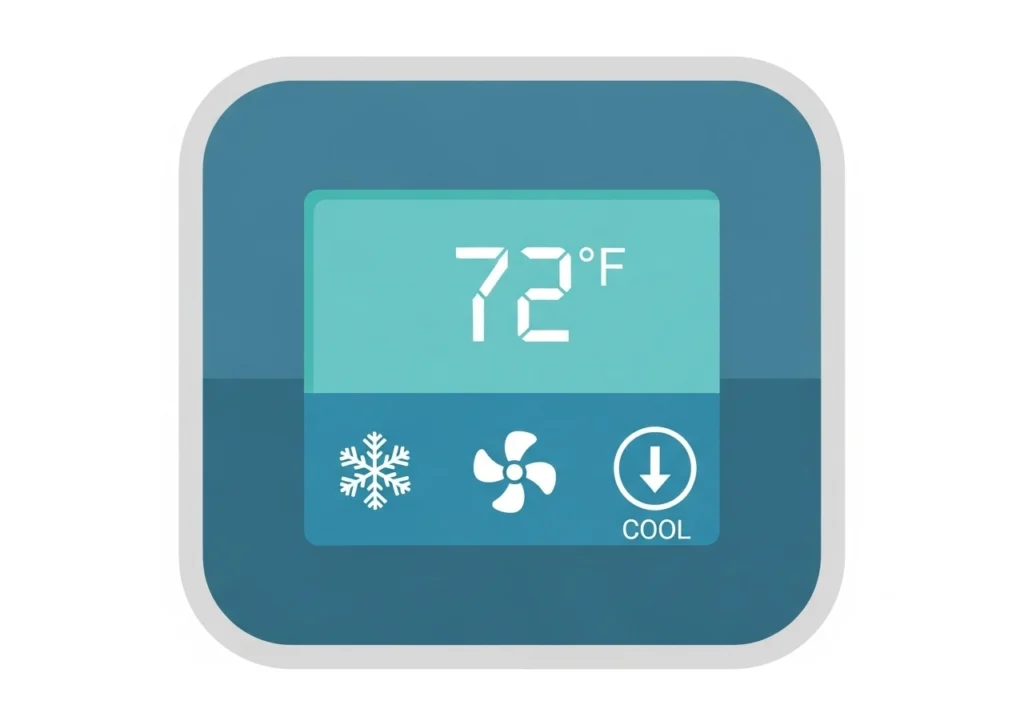 Thermostat displaying 72°F as optimal sleep temperature