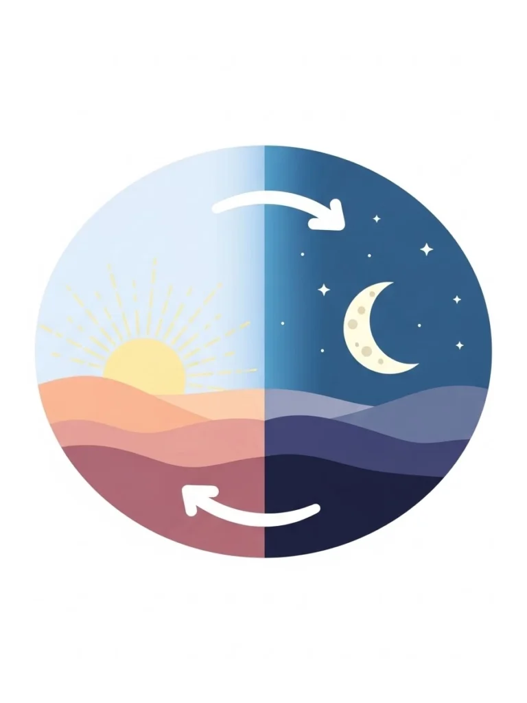 Circadian rhythm cycle with sun and moon icons